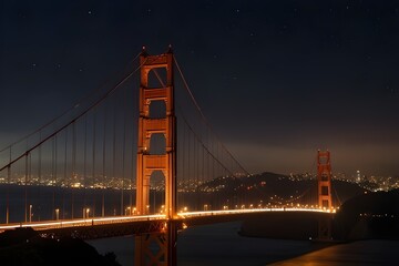 Fototapeta premium A gold en gate bridge night view