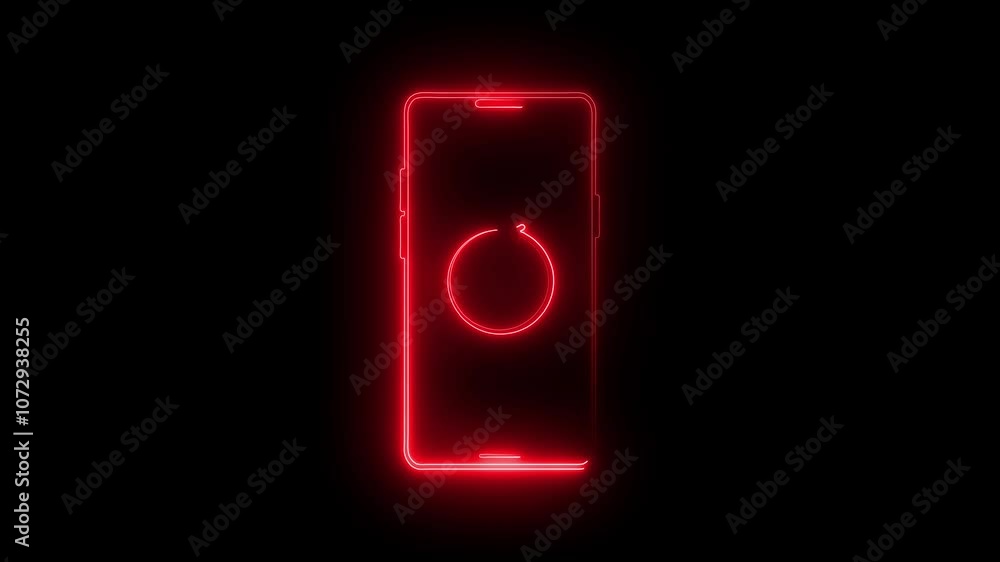 Poster neon glowing mobile phone rotate icon animation. device rotation symbol . turn your device. flip the