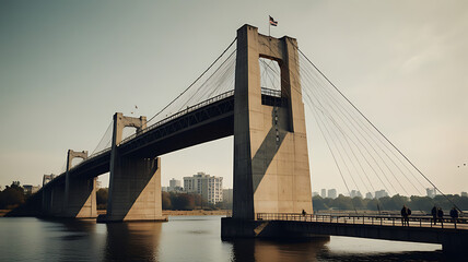 Naklejka premium Minimalistic icon of a bridge shape symbolizing unity across differences on a white background.