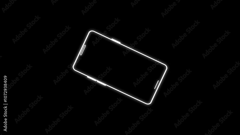 Poster rotate your phone to landscape orientation. glowing device rotation sign icon. animation of the phon