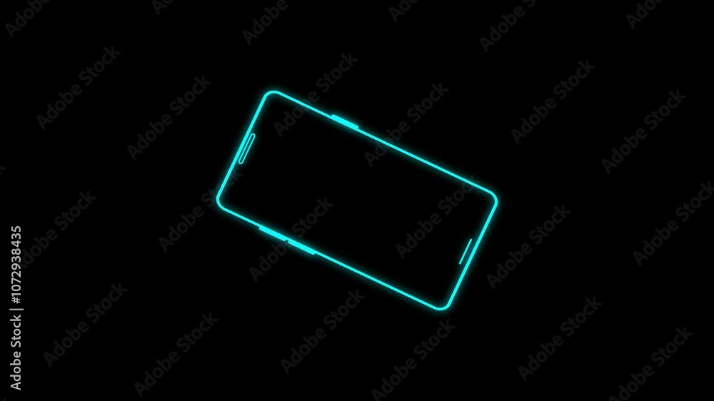 Poster rotate your phone to landscape orientation. glowing device rotation sign icon. animation of the phon
