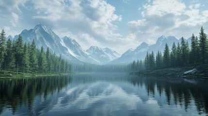 Lake reflections - Calm water perfectly reflecting mountains or trees