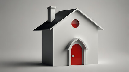 Minimalistic icon of a house shape symbolizing home and security on a white background.