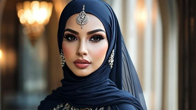 Beautiful Muslim Woman in Yihaf Dress
