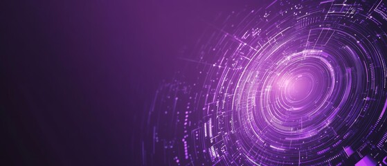 A captivating abstract purple technology background with swirling patterns, illuminated elements, and a modern design, perfect for enhancing digital interfaces, websites, and multimedia presentations