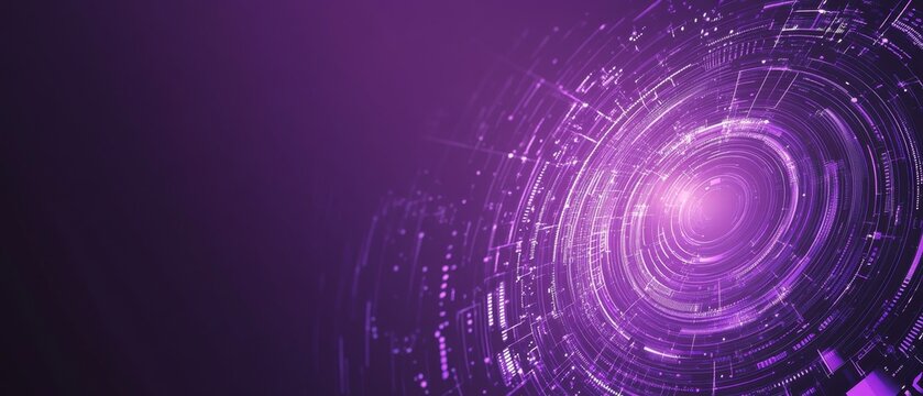 A captivating abstract purple technology background with swirling patterns, illuminated elements, and a modern design, perfect for enhancing digital interfaces, websites, and multimedia presentations