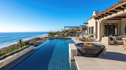 Fototapeta premium Coastal Villa with Infinity Pool Retreat