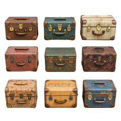 Old vintage suitcase isolated on white background