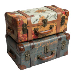 Old vintage suitcase isolated on white background