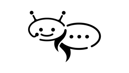 chatbot emblem, black isolated silhouette