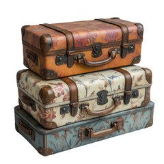 Old vintage suitcase isolated on white background