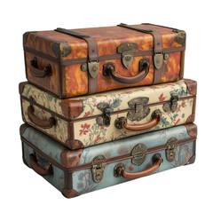 Old vintage suitcase isolated on white background