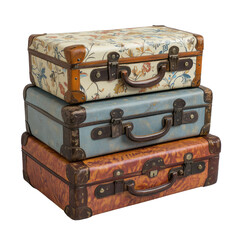 Old vintage suitcase isolated on white background