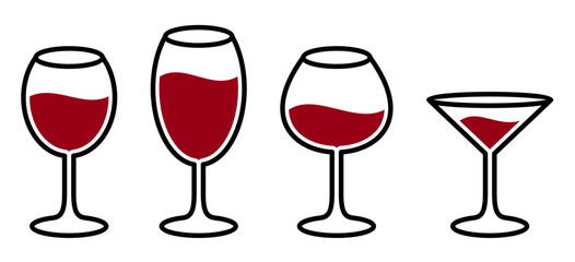 various glass of wine icon