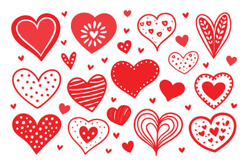 Collection of heart vector set clipart design, red heart, Symbols, signs flat icons. Love, valentine icon, isolated.