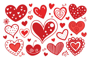 Collection of heart vector set clipart design, red heart, Symbols, signs flat icons. Love, valentine icon, isolated.
