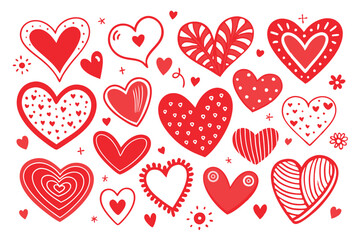 Collection of heart vector set clipart design, red heart, Symbols, signs flat icons. Love, valentine icon, isolated.