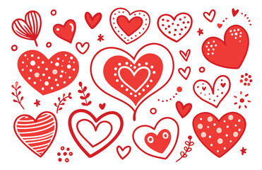 Collection of heart vector set clipart design, red heart, Symbols, signs flat icons. Love, valentine icon, isolated.