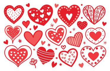 Collection of heart vector set clipart design, red heart, Symbols, signs flat icons. Love, valentine icon, isolated.