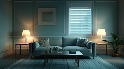 Cozy living room with modern furniture and decor.