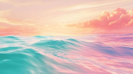 Obraz premium Serene Ocean Waves Under a Pink and Orange Sunset Sky