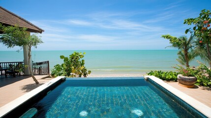 Fototapeta premium Spacious Villa with Stunning Pool on the Beach