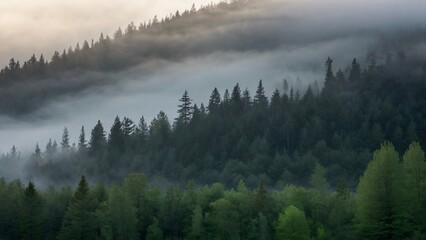 Naklejka premium fog in the mountains