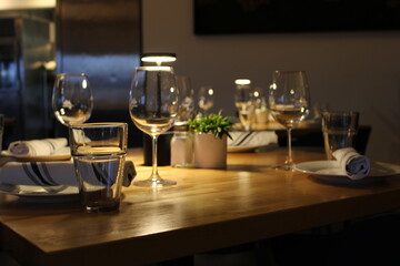 glasses on table