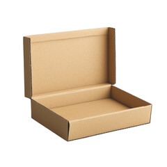 Open brown cardboard box, an empty square container for shipping package
