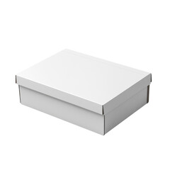 Open blank white cardboard box isolated on white, a square 3d paper packaging container