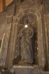 Wieliczka, Poland - December 15, 2023 - Wieliczka Salt Mine sculptures and tunnels