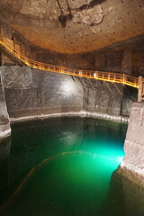 Wieliczka, Poland - December 15, 2023 - Wieliczka Salt Mine sculptures and tunnels