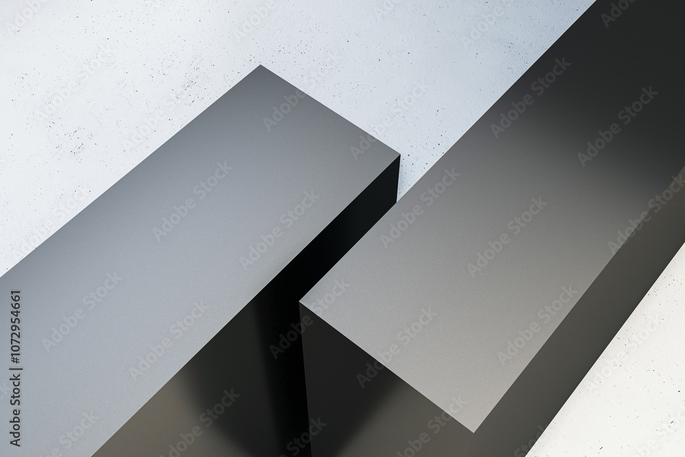 Poster Minimalist Geometric Blocks on Textured Surface. 3D Rendering