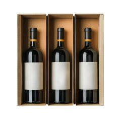 A bottle of wine with a glass on the side featuring a label 