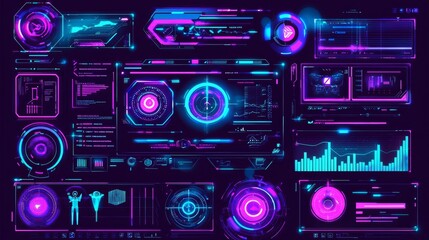 Fototapeta premium Futuristic Digital Interface with AI Elements and Design