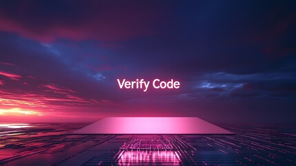 Futuristic Abstract Background with Vibrant Colors and Glowing Text for Code Verification in a Digital Environment