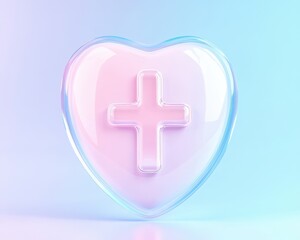 Obraz premium A heart with a cross on it is shown in a clear plastic container