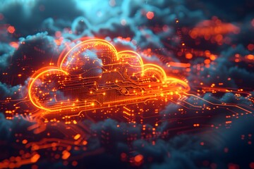 Obraz premium Cloud computing technology and online data storage for business network concept. Computer connects to internet server service for cloud data transfer presented service, backup .