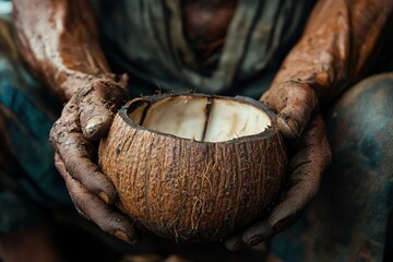 Obraz premium Rustic Coconut Shell in Natural Setting