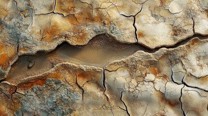 Dried lake and river on summer. Water crisis and climate change. Neural network ai generated art