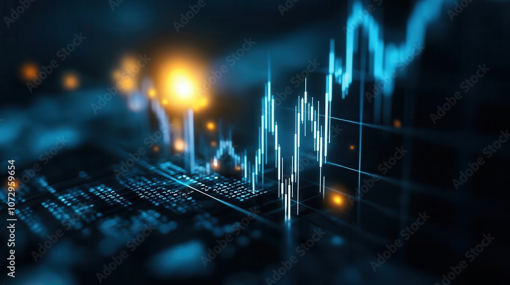 Poster dynamic stock market chart displaying financial trends and data analysis