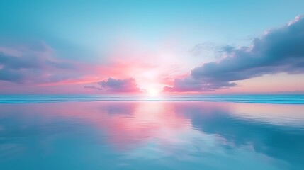 Breathtaking sunset over calm ocean waters illuminates the sky with vibrant colors