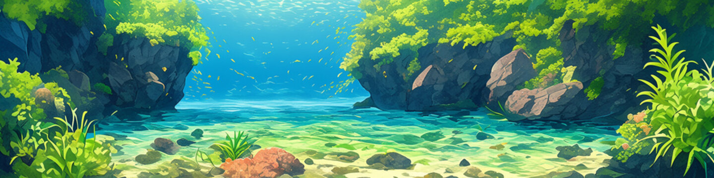 #underwater and #coral paradis, panorama, image with copyspace