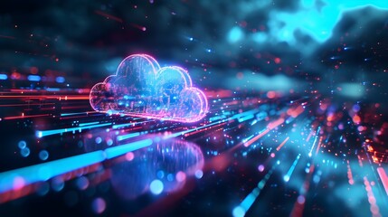 Cloud computing technology and online data storage for business network concept. Computer connects to internet server service for cloud data transfer presented service, backup .