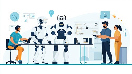 Human and Robot Colleagues Collaborating in a Modern Office Setting