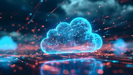 Cloud computing technology and online data storage for business network concept. Computer connects to internet server service for cloud data transfer presented service, backup .