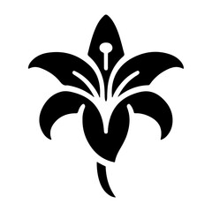 Simple and Refined Icon of a Blooming Lily Flower