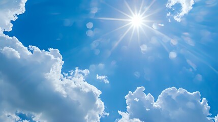 Sunny Day with Fluffy White Clouds