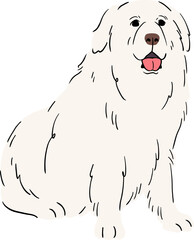 Great Pyrenees Dog Sitting Illustration