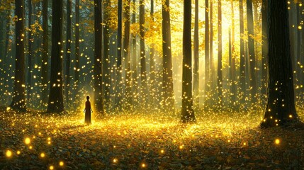 Obraz premium Serene Forest Setting with Mindfulness Practice